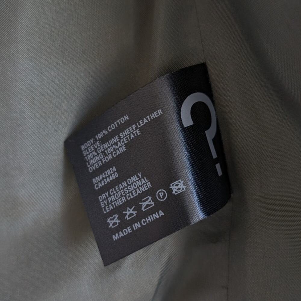 VEDA Women's Green and Black Leather Jacket - Picture 7 of 10
